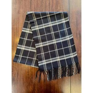 NEW SILVERSILK unisex premium cashmere scarf in black plaid